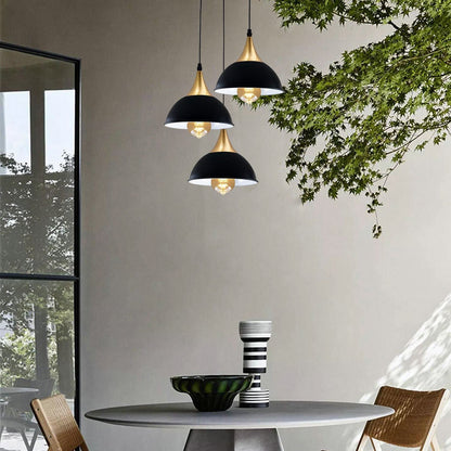 3Way Hanging Ceiling Pendant Light Black Dome Shade~3396