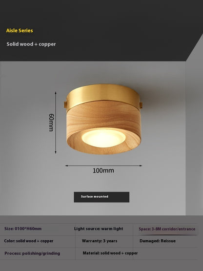 Chinese Style Light Luxury Walnut Retro Ceiling Spotlight