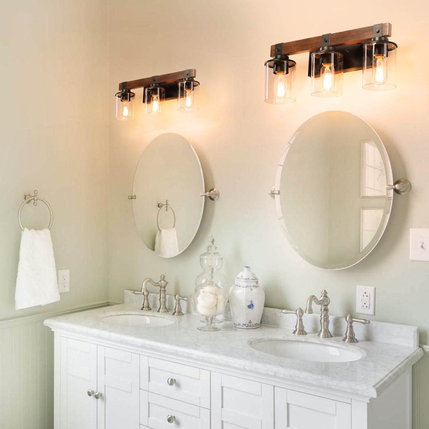 3-Lights Farmhouse Vanity Lights Fixture Rustic Bathroom Light Fixture