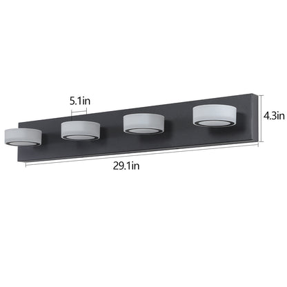 LED Modern Black 4-Light Vanity Lights Fixtures Over Mirror Bath Wall