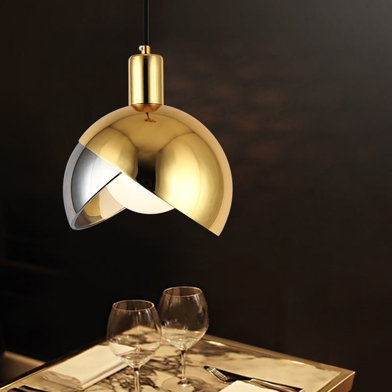 Simple Dining-room Lamp Golden Stitching Bedside Small Droplight