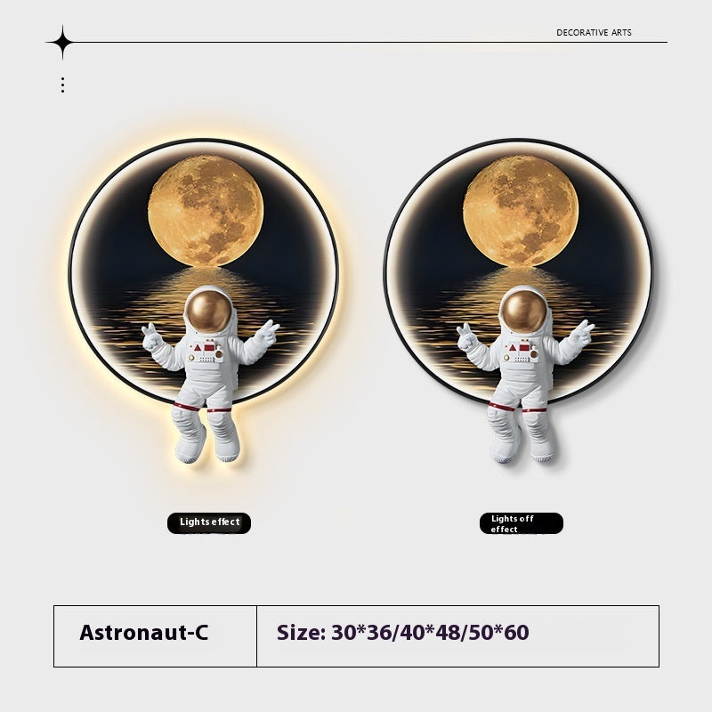 Background Children's Room Space Wall Painting Bedside Lamp