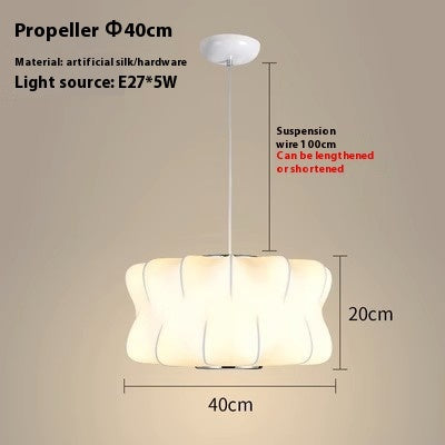 Simple Fabric Lantern Ball Chandelier Bedroom Dining Room Bar Counter Tea Room Silk Lamp