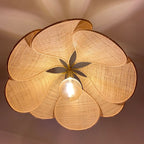 Lámpara colgante bohemia de tela y madera