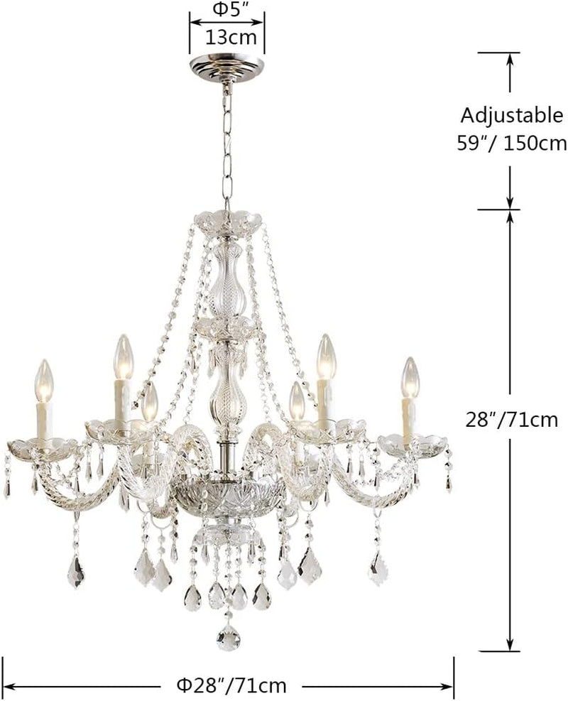6-Light Modern Crystal Chandelier Clear K9 Light