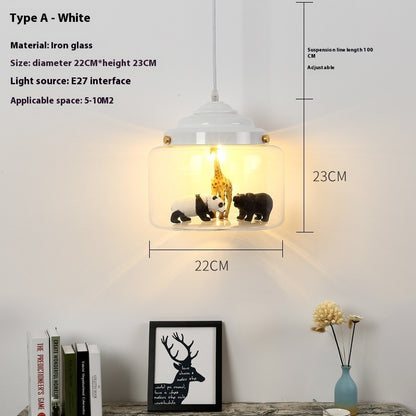 Glass Chandelier Coffee Shop Clothing Store Personalized Creative Animal Children Cartoon Art Chandelier