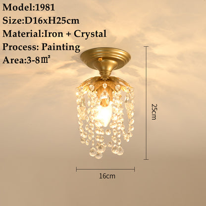 American Small Chandelier Balcony Aisle Corridor Single Head Crystal
