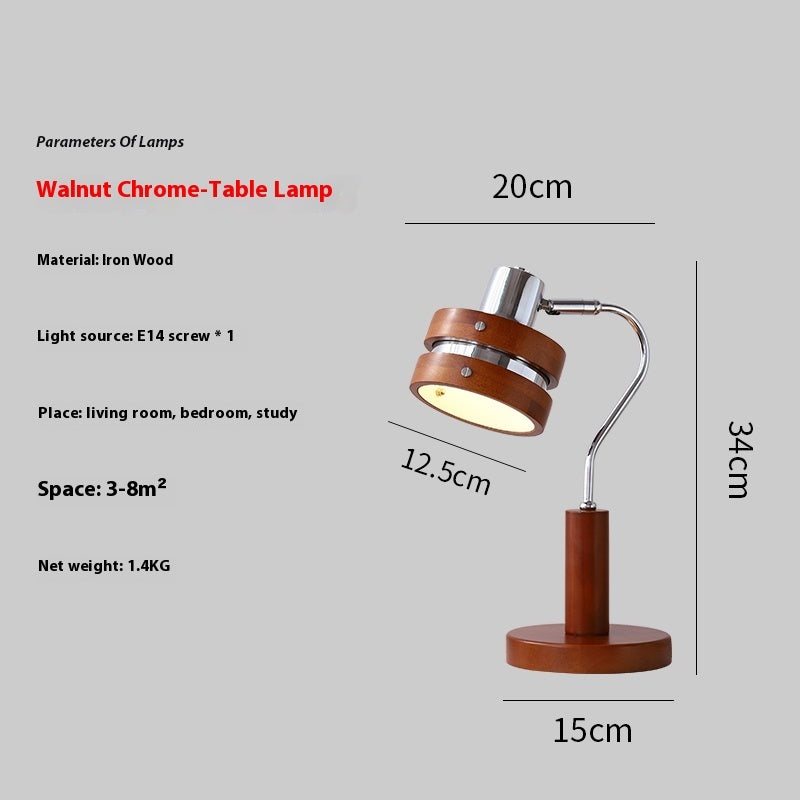 Living Room High-grade Atmosphere Mid-ancient French Walnut-color Table Lamp Retro