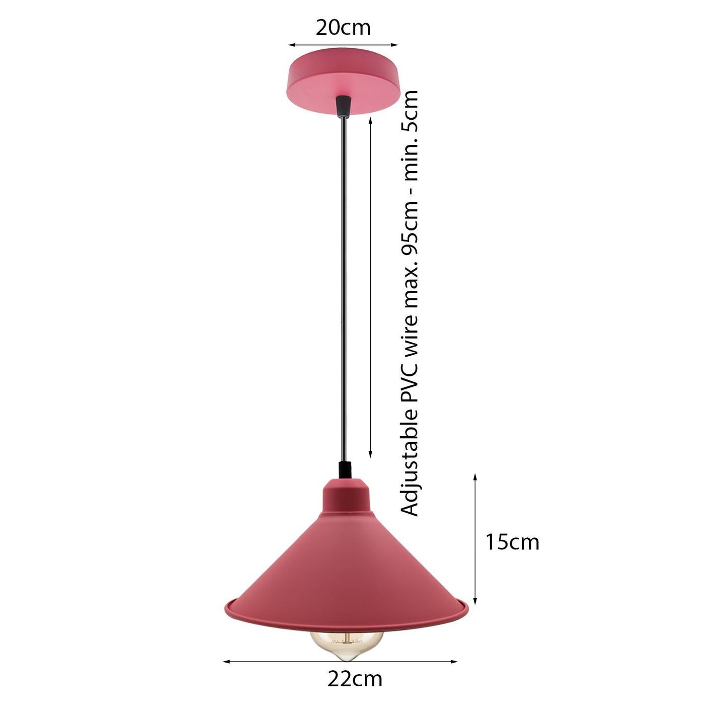 Modern Industrial Cone Shade Pendant Light E27 Adjustable Hanging Lamp