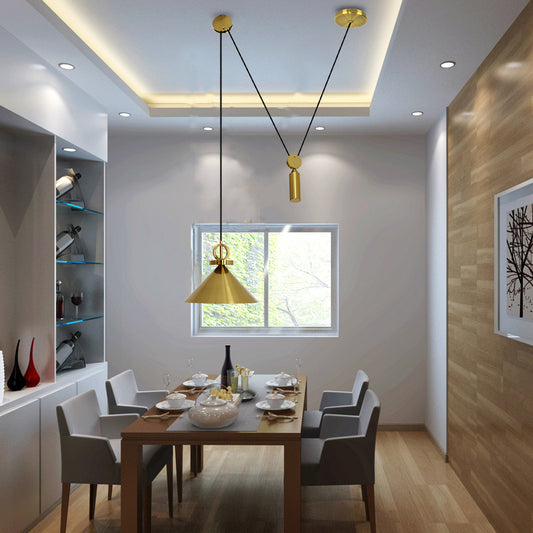 Modern Brass Pendant Light with Adjustable Height