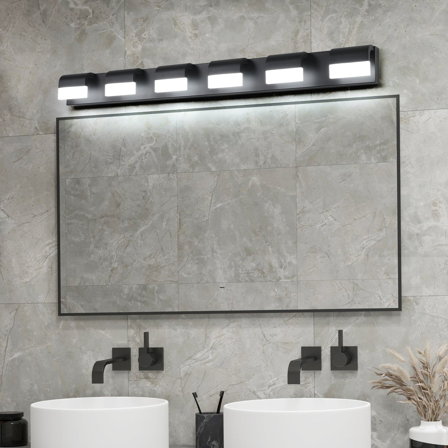Modern Bathroom Vanity Lighting 6-Light LED Vanity Lights Over Mirror