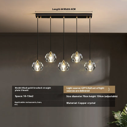 All Copper Crystal Restaurant Chandelier Modern