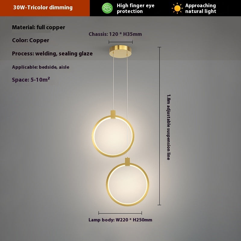 Modern Home Copper Bar Bedside Small Droplight