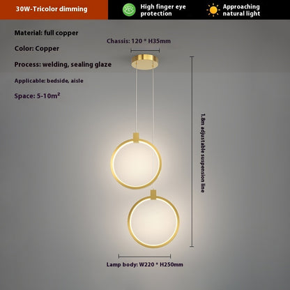 Modern Home Copper Bar Bedside Small Droplight