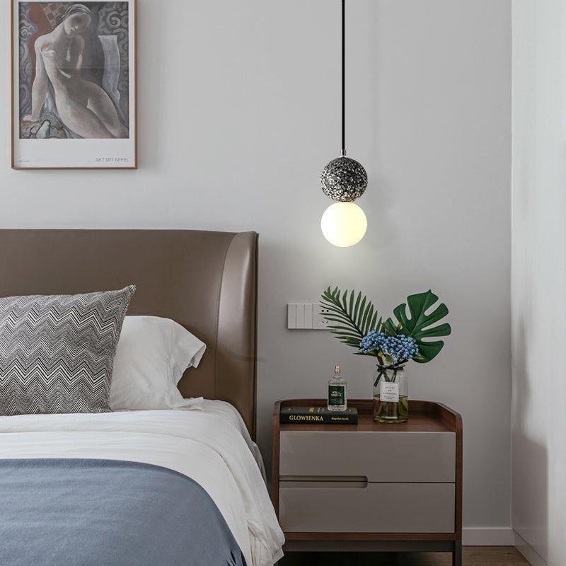 Lámpara colgante nórdica de terrazo con pantalla de cristal