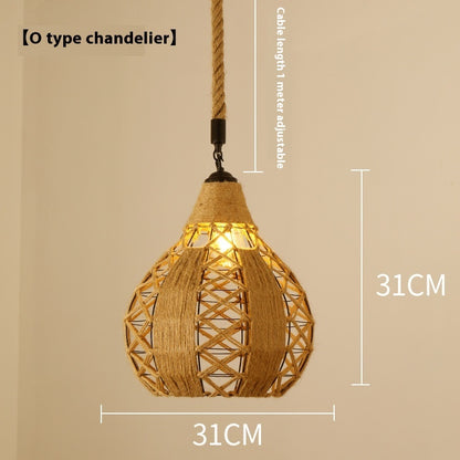 Hemp Rope Retro Restaurant Ideas Industrial Style Chandelier