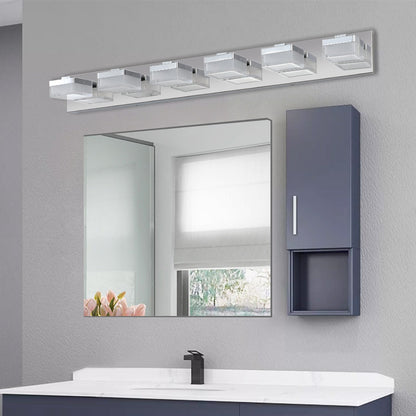 Modern 6-Light Chrome LED Vanity Mirror Light Fixture For Bathrooms