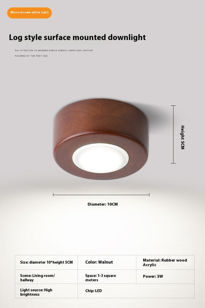 Simple Modern Surface Mounted Solid Wood Downlight