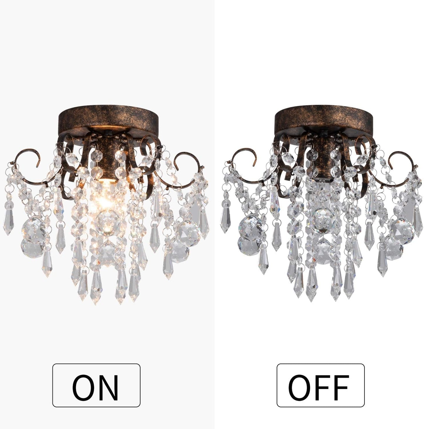Small Crystal Ceiling Light Fixture Flush Mount,Black Ceiling Lights