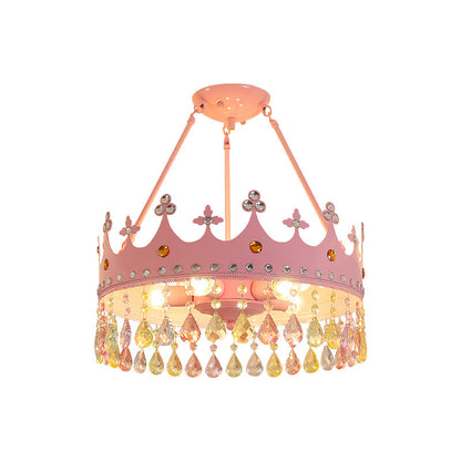 Nordic Led Crystal Chandelier Cartoon Crown Dimming