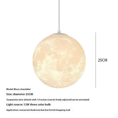 3D Moon Chandelier Simple Bedroom Bedside Ball Lamp