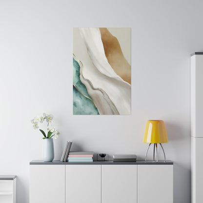 Wall Decor - Giclee Poster Art Print - Cream White Green Marbled Print
