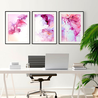 Art prints abstract | set of 3 wall art for home office decor