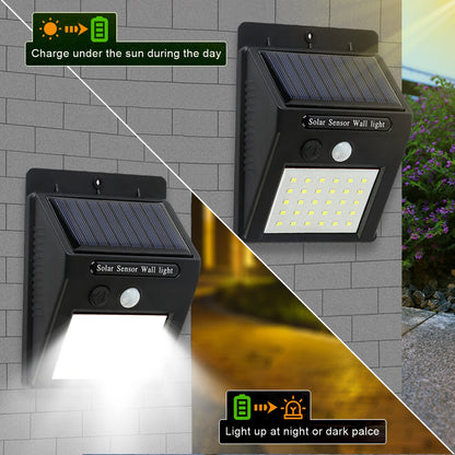 Solar Motion Light Outdoor 30 LED Wireless Security Wall Lamp IP65