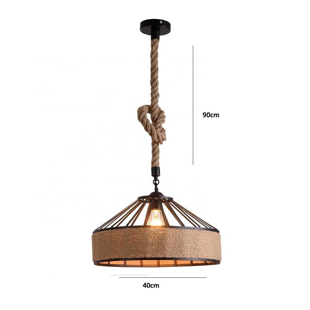 Industrial Hemp Rope Hanging Pendant Light Fixture~1064