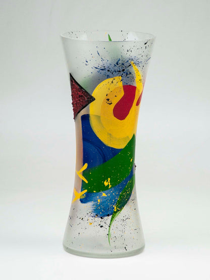 Handpainted Glass Vase for Flowers | Spool Painted Vase | Interior Des