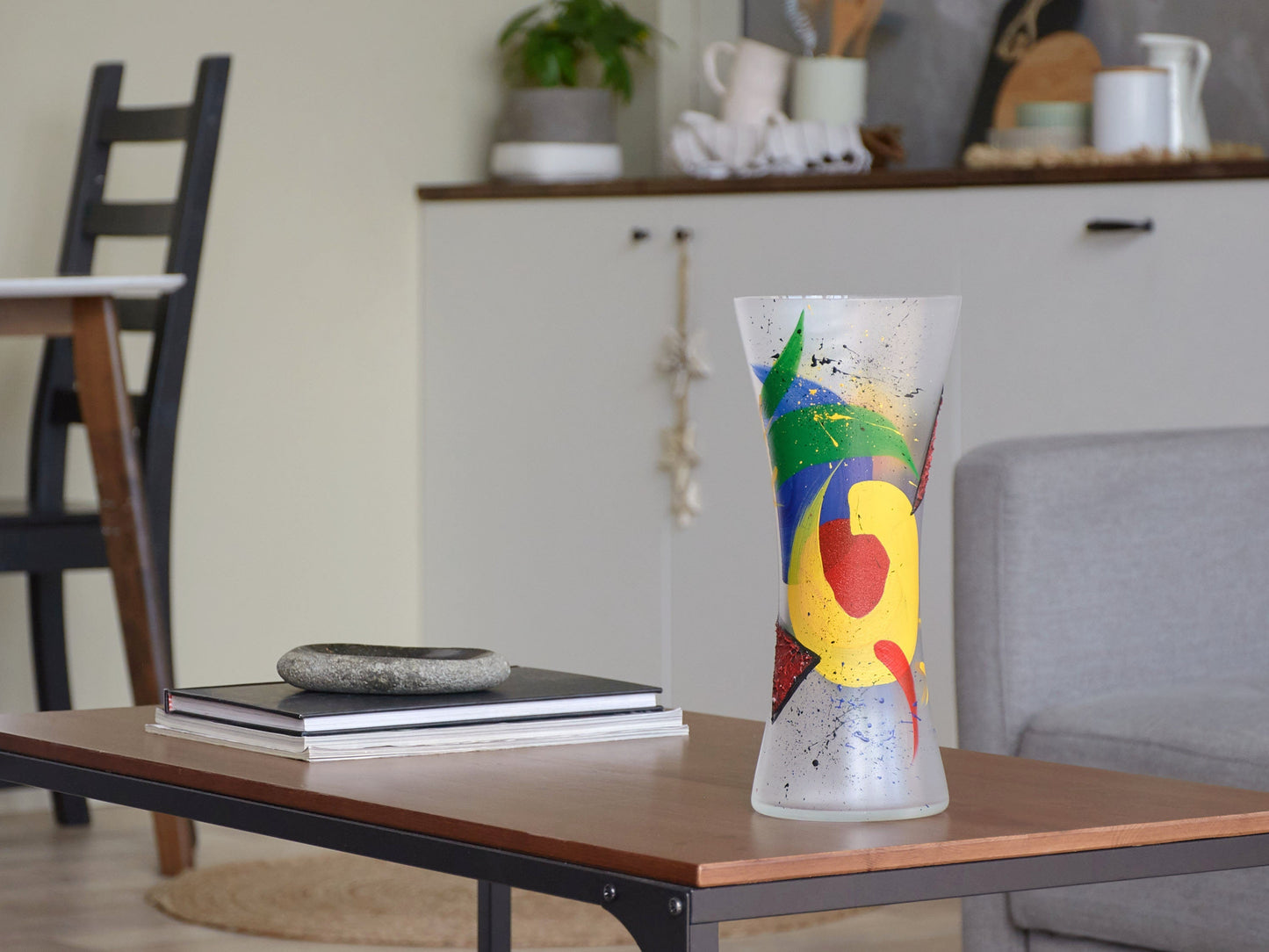 Handpainted Glass Vase for Flowers | Spool Painted Vase | Interior Des