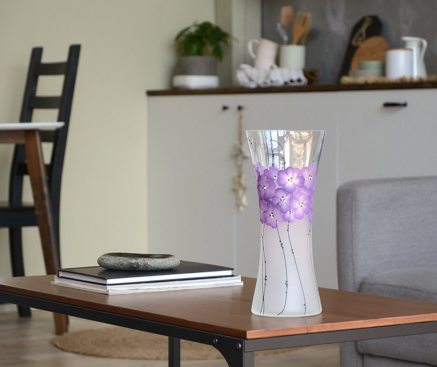 Handpainted Glass Vase | Painted Art Glass Vase | Interior Design Home