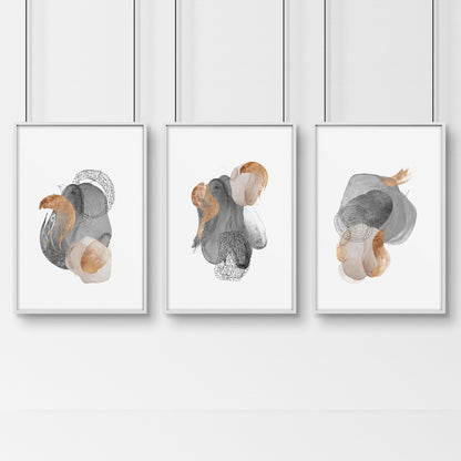 Large abstract prints | set of 3 wall art for living room