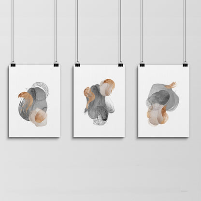 Large abstract prints | set of 3 wall art for living room