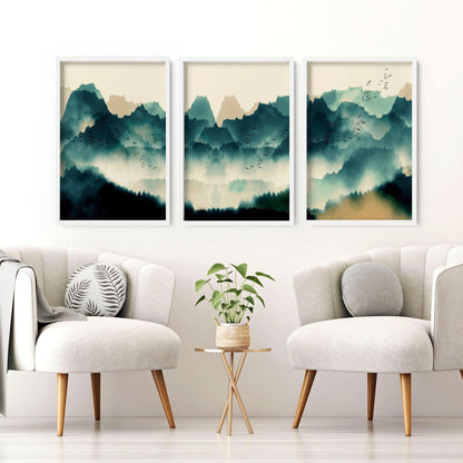 Set of 3 framed prints | Large Scandinavian wall art
