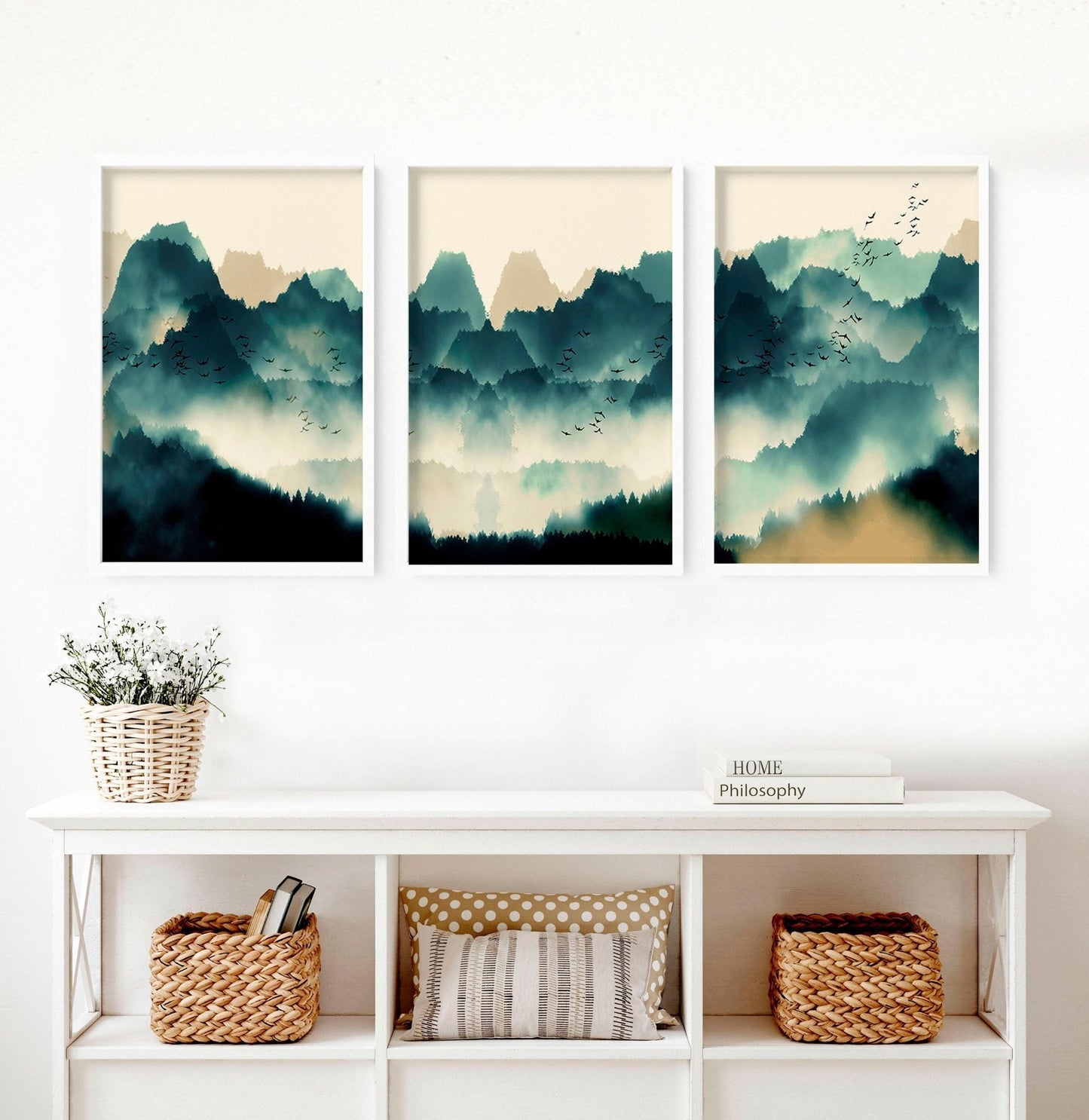 Set of 3 framed prints | Large Scandinavian wall art