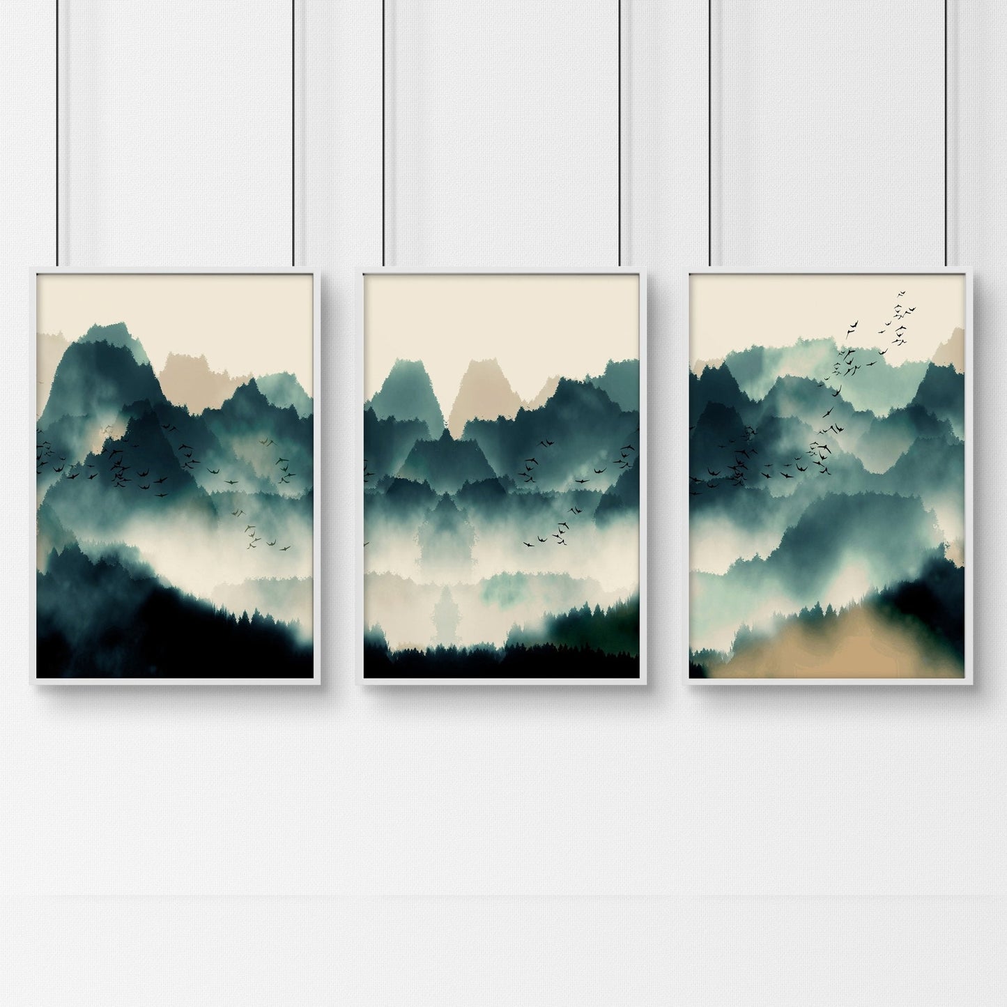 Set of 3 framed prints | Large Scandinavian wall art