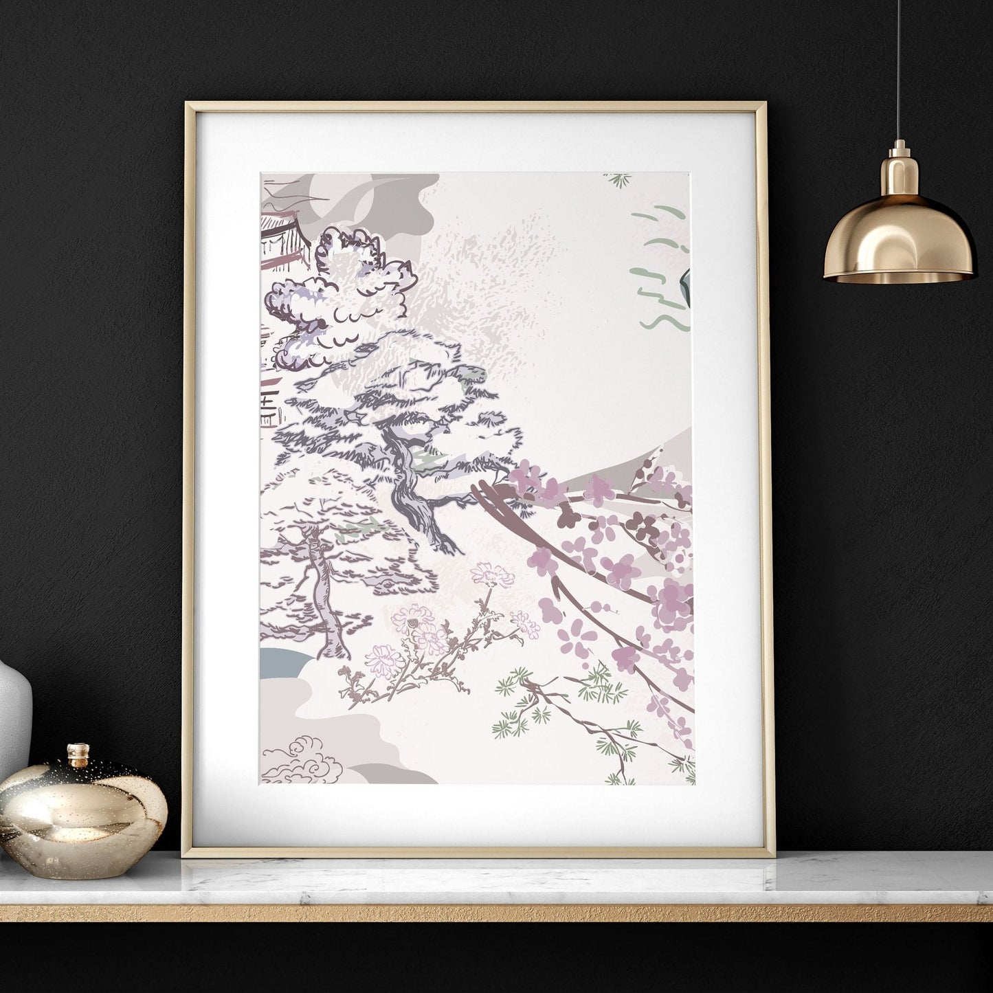 Set of 3 wall art for living room | set of 3 Chinoiserie wall art