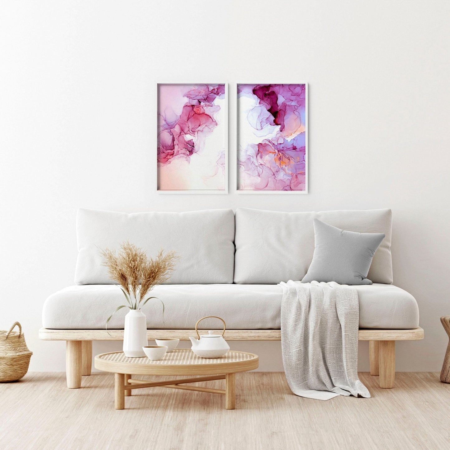 Abstract wall art for living room | set of 2 framed wall art prints