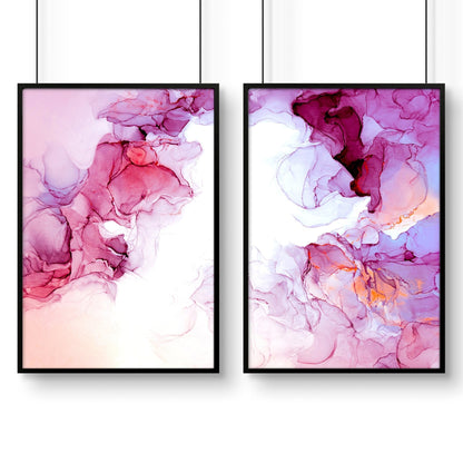 Abstract wall art for living room | set of 2 framed wall art prints