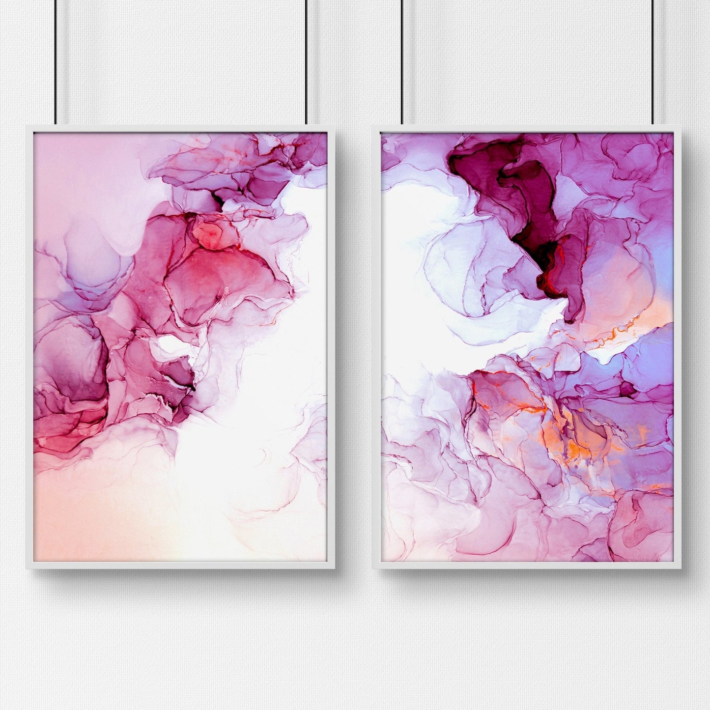 Abstract wall art for living room | set of 2 framed wall art prints