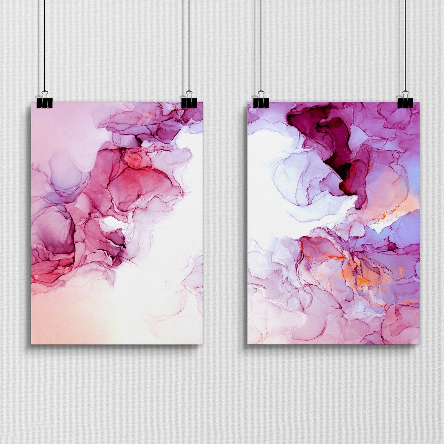 Abstract wall art for living room | set of 2 framed wall art prints