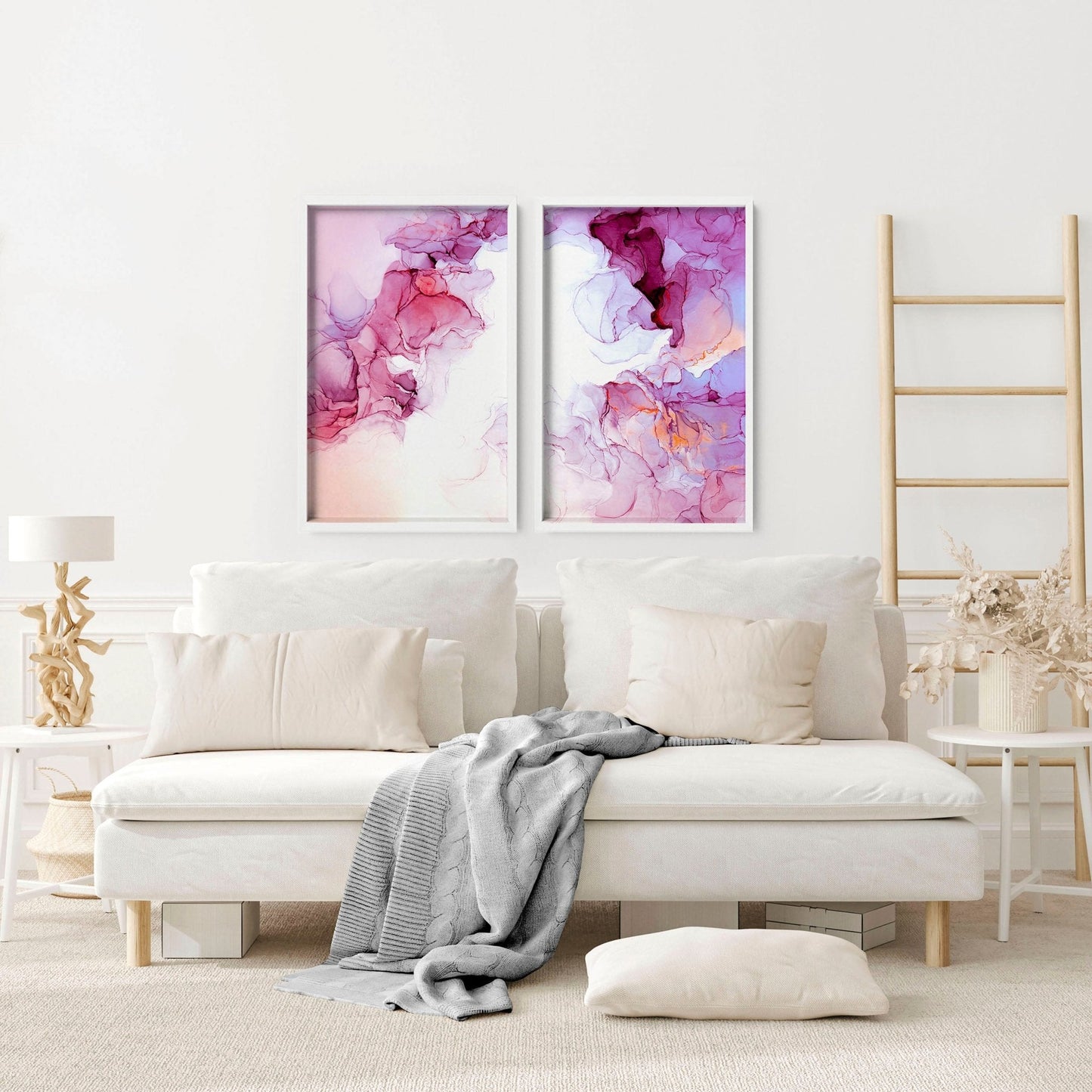 Abstract wall art for living room | set of 2 framed wall art prints