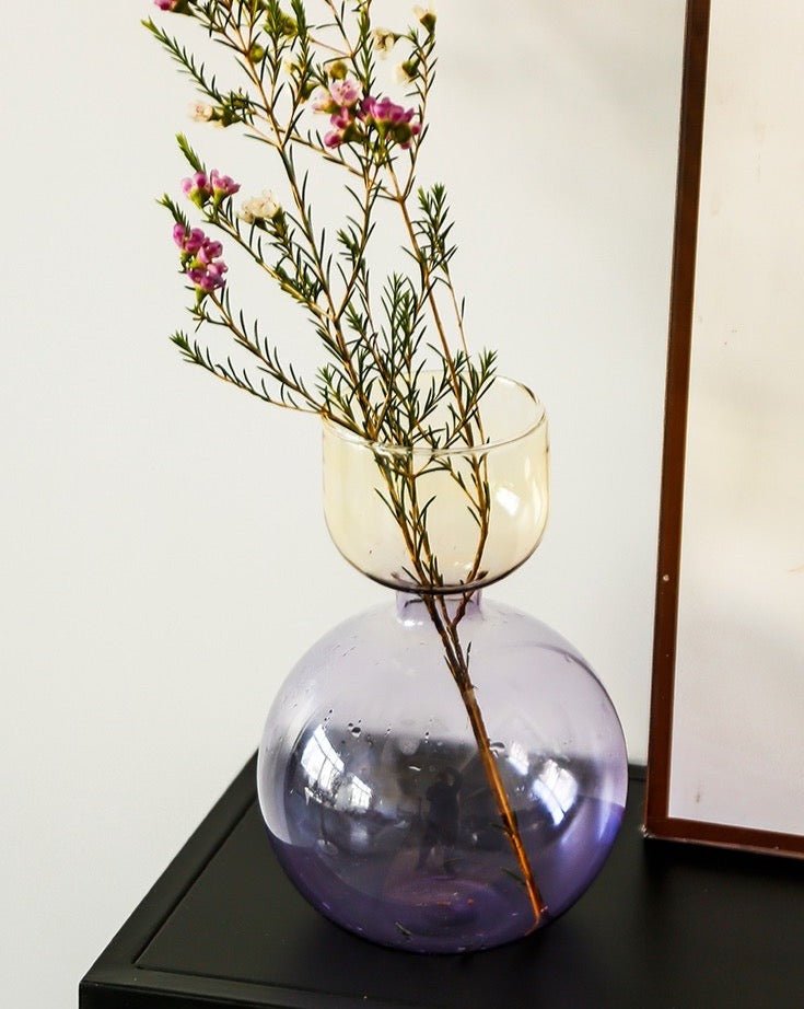 Modern Handblown Glass Vase - Contemporary Decorative Art Glass Vase