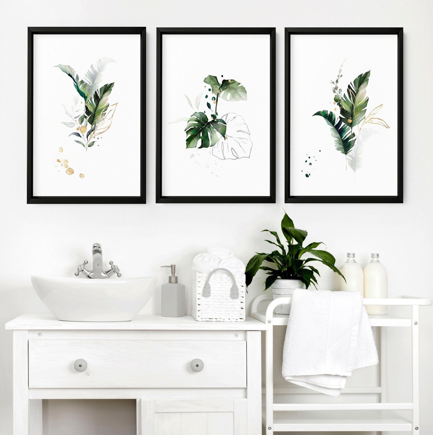 pictures for bathrooms wall - set of 3 wall art