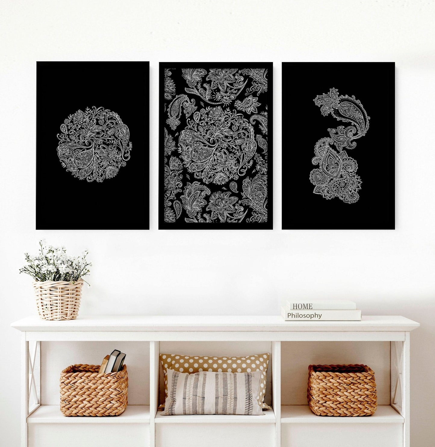 Wall art bohemian | set of 3 framed wall art prints