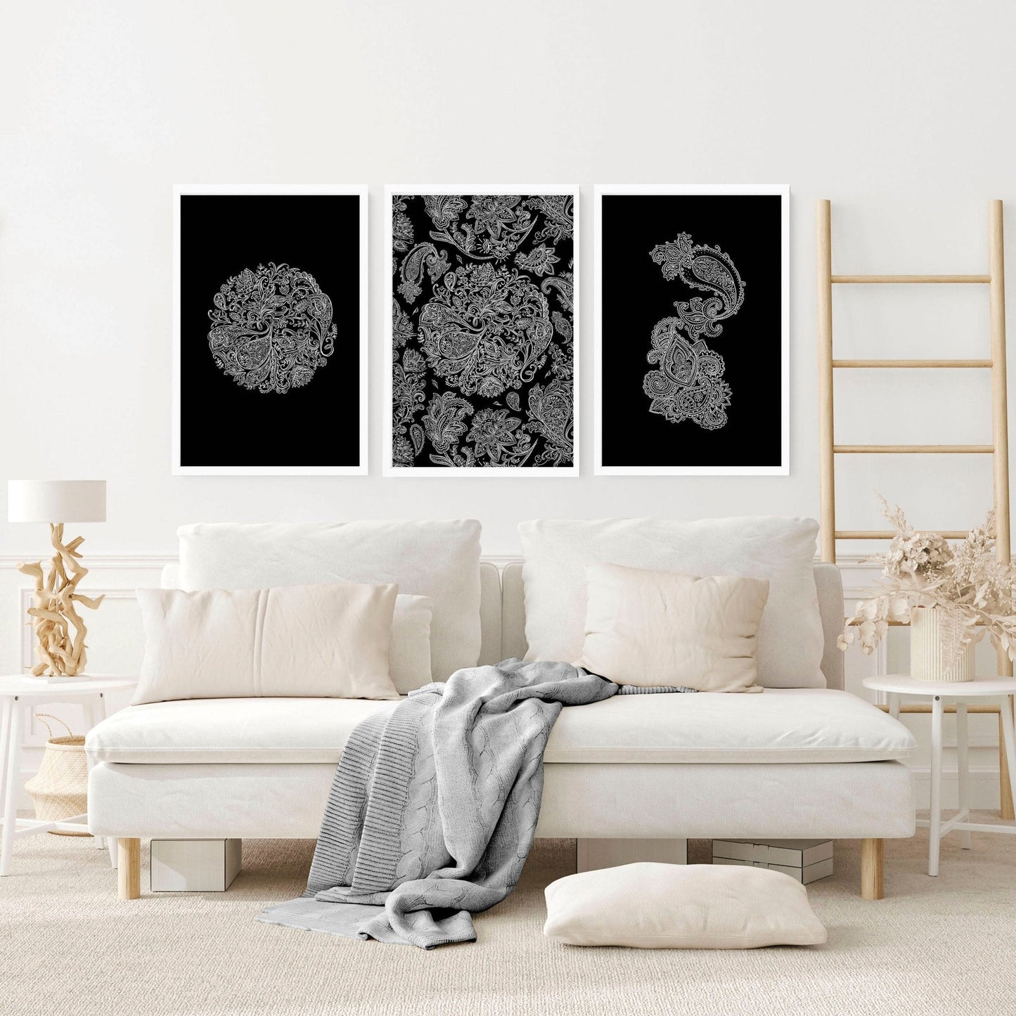 Wall art bohemian | set of 3 framed wall art prints
