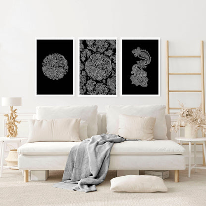 Wall art bohemian | set of 3 framed wall art prints