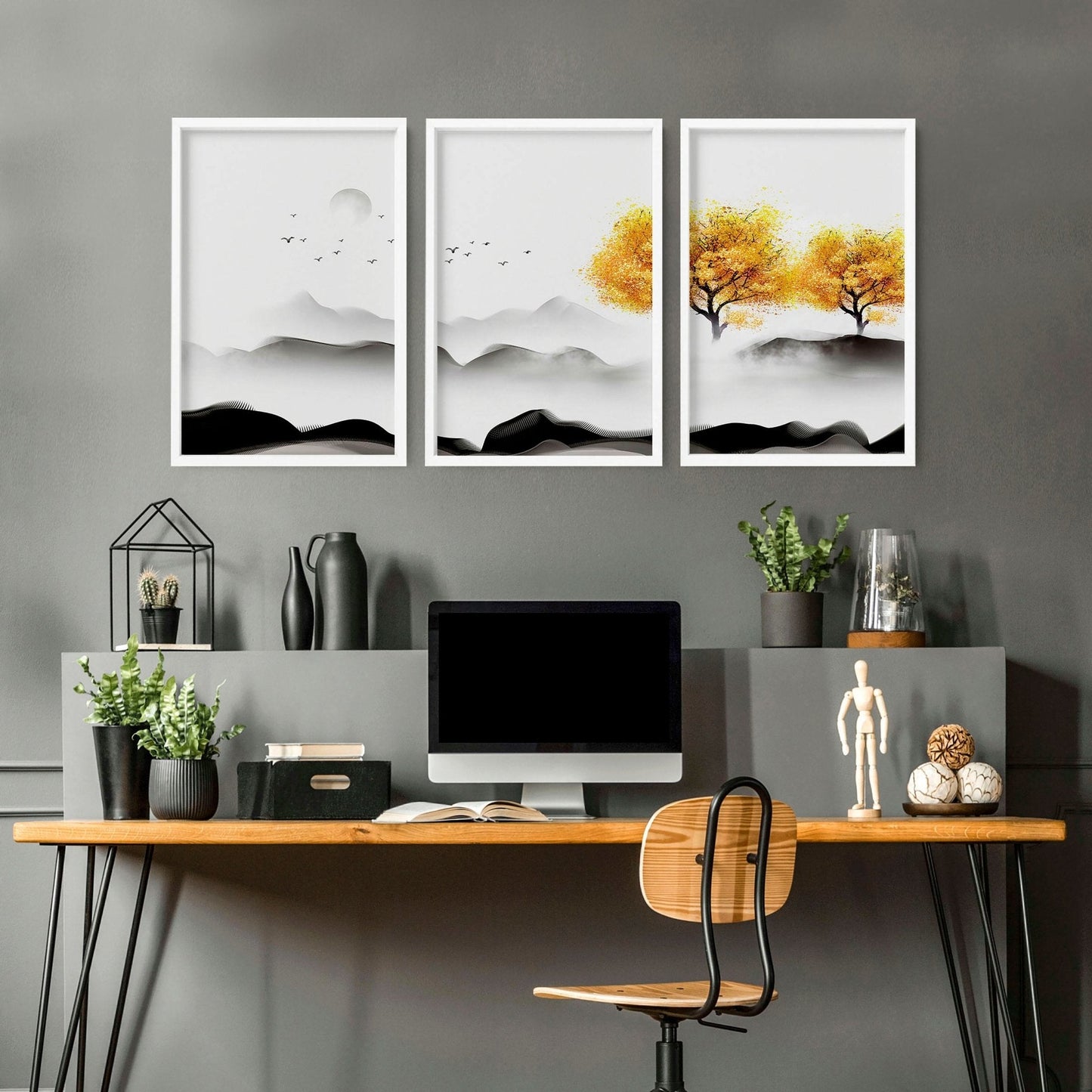 Office prints for the wall | set of 3 framed wall art