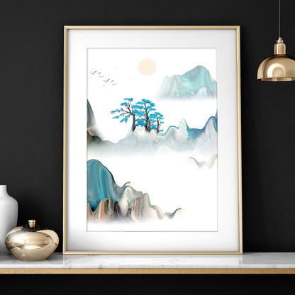 Japanese landscape art | set of 3 wall art for home office